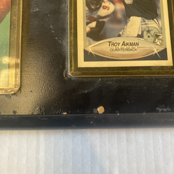 Troy Aikman Wooden plaque featuring an 8 in X 10 in photo and 2 cards 15 x 12 - Picture 6 of 11